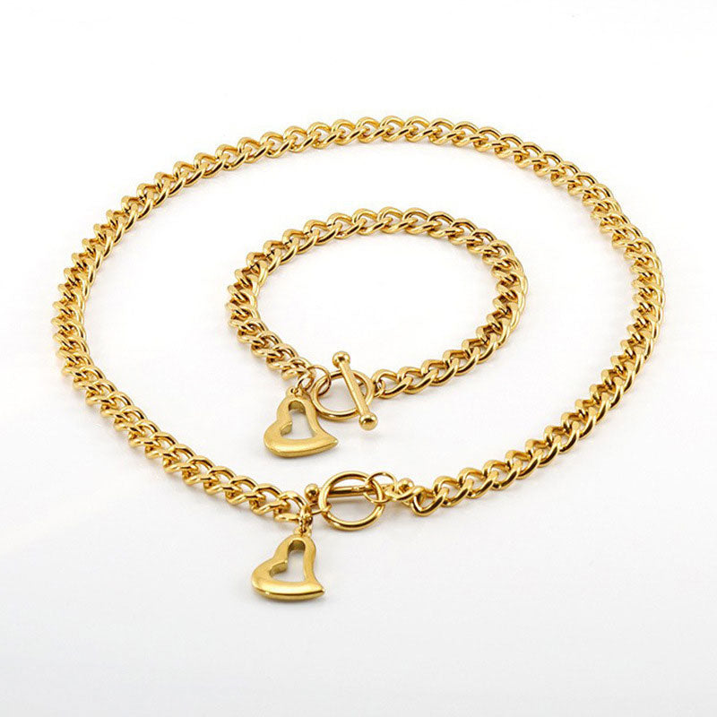 Venta al por mayor de acero inoxidable 18K amor corazón titanio acero collar OLY-NE-ZY002